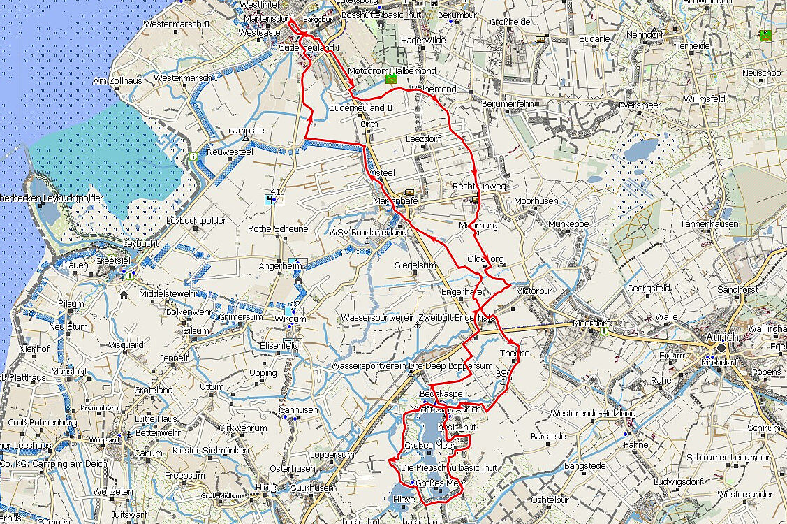 Tour 9 Großes Meer - Streckenkarte Tour 9 Großes Meer - Streckenkarte